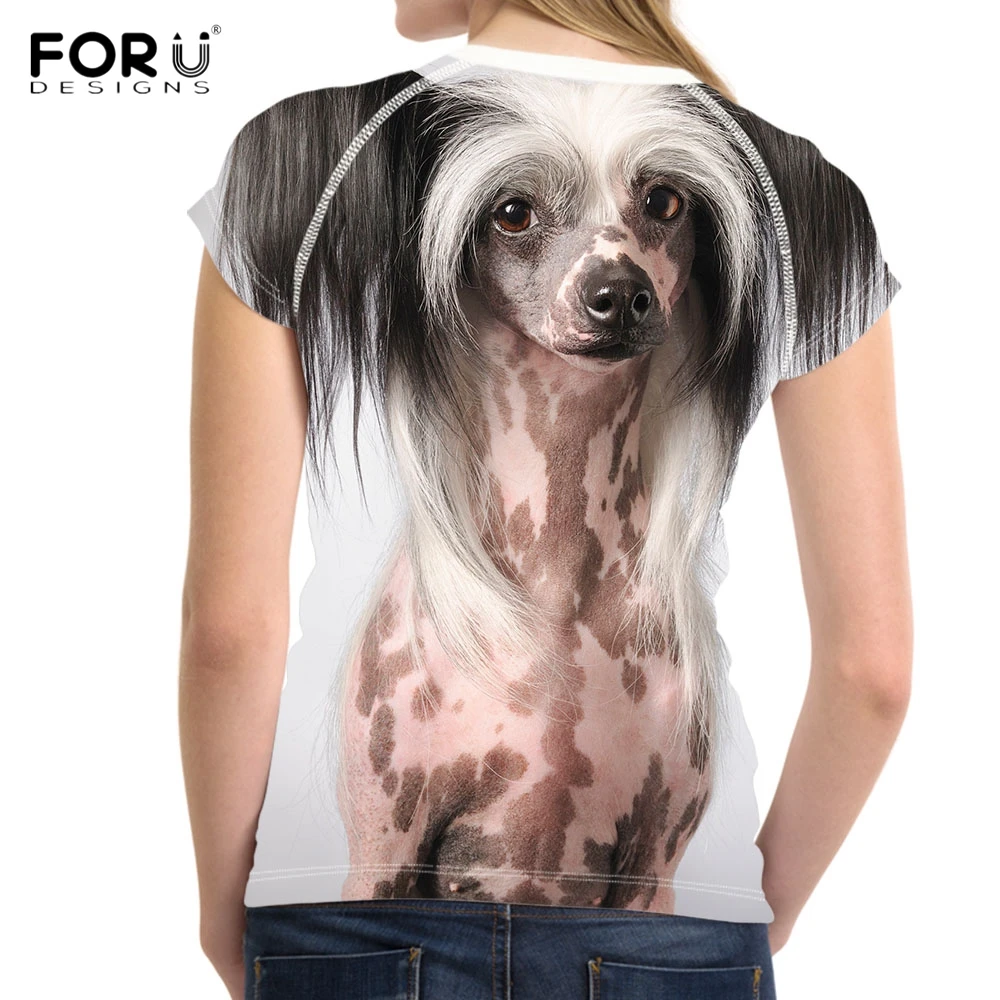 FORUDESIGNS/Kawaii/женские летние футболки с 3D принтом щенка в китайском стиле