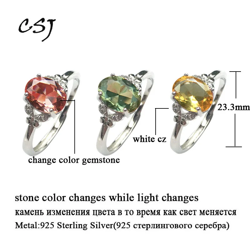 Маленькое кольцо CSJ Zultanite изменяющее цвет Стерлинговое Серебро 925 пробы ювелирное