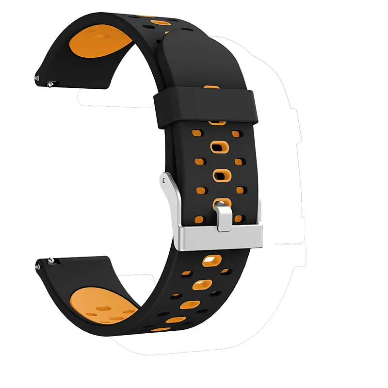 Black orange 20 мм силиконовый ремешок для молодежных часов Huami Amazfit Bip для samsung gear S2/gear спортивный браслет часы сменный Браслет - Цвет ремешка: Black orange
