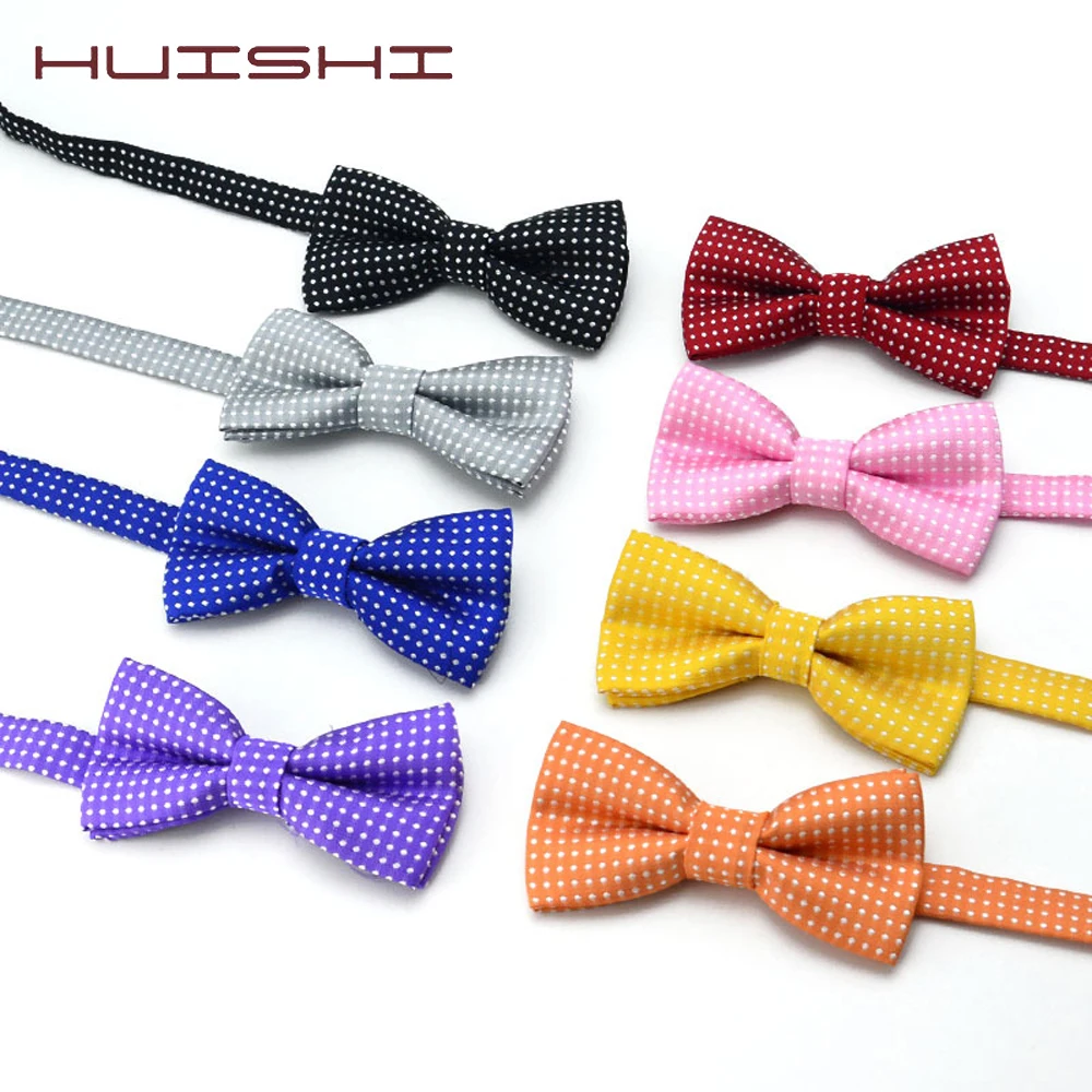 HUISHI Children Fashion Formal Dot Bowtie Kid Classical Dot Bow Ties Colorful Butterfly Wedding Party Pet Bowtie Tuxedo Ties