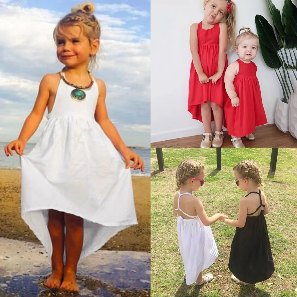 Платье для девочек Детские платья vestido однотонное платье-майка без рукавов