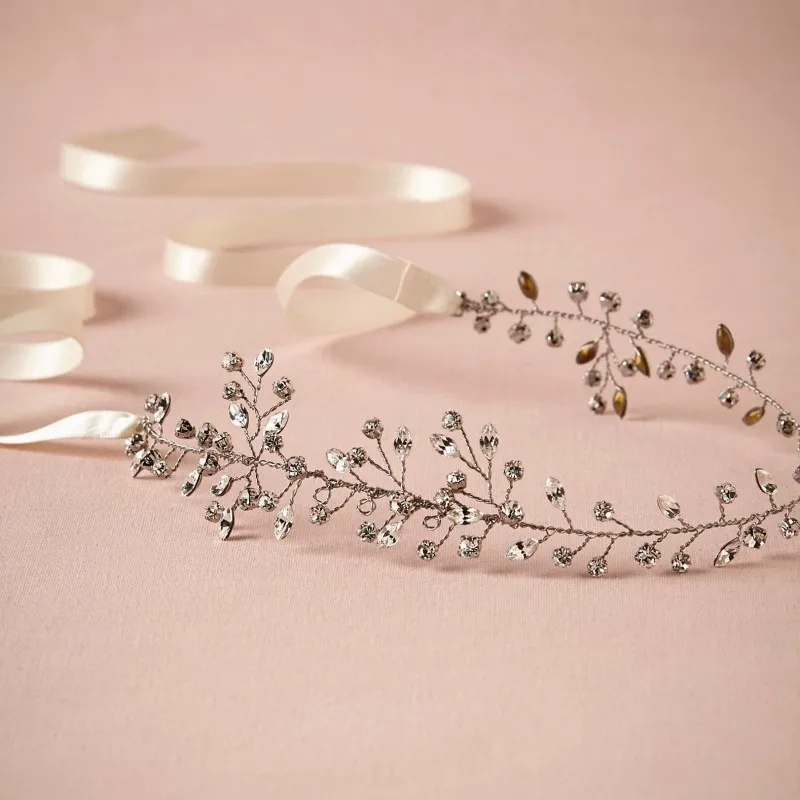 Повязка на голову Jonnafe Стразы серебристого цвета свадебные аксессуары для волос