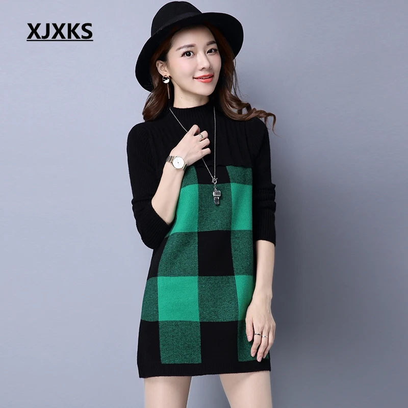 XJXKS Sweater women winter turtleneck loose long section of the womens sweaters fashion autumn pullover thickening | Женская одежда