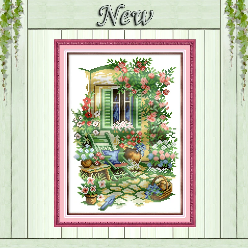 Садовый пейзаж 11CT напечатанный на холсте Набор для вышивки крестом DMC 14CT наборы
