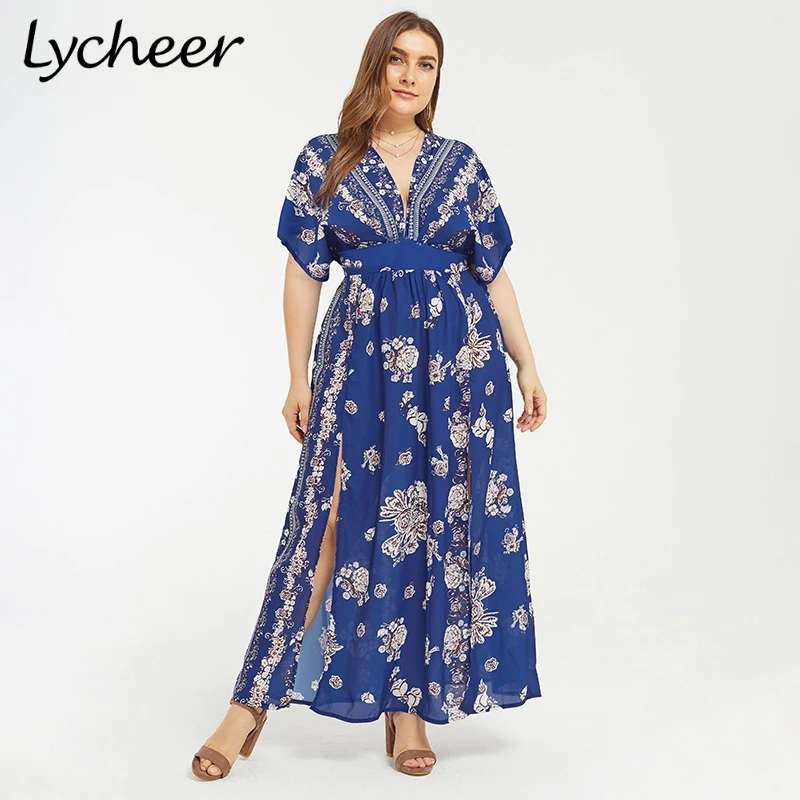 Женское винтажное платье с цветочным принтом Lycheer летнее пляжное коротким