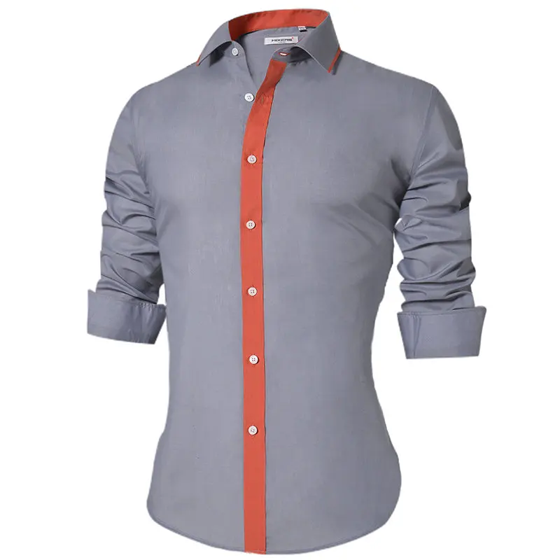 Gray Дизайн Повседневная рубашка Для мужчин с длинным рукавом Slim Fit Для Мужчин's Повседневное Button-Down shirt торжественное платье рубашки мужской Костюмы camisa - Цвет: Gray