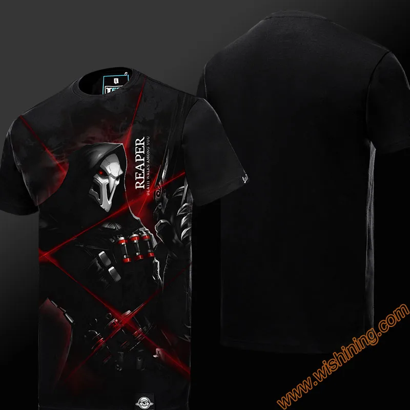 Качественные 3D OW футболки с жаткой Hanzo Oni Genji DVA футболка Уинстон родхог Junkrat черная футболка мужская для мальчиков 3XL 4XL Genji Hero Tee