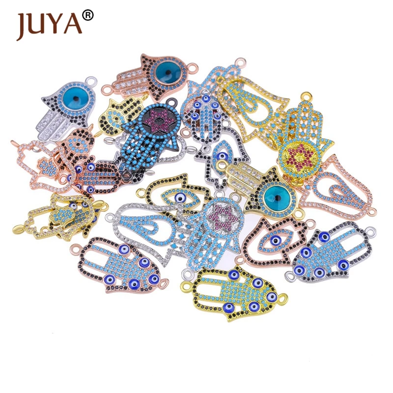 Jewelry Making Supplies Blue Evil Eyes Hamsa Fatima Hand Pendant Religious Vintage DIY Jewellery Findings Accessories Connector | Украшения