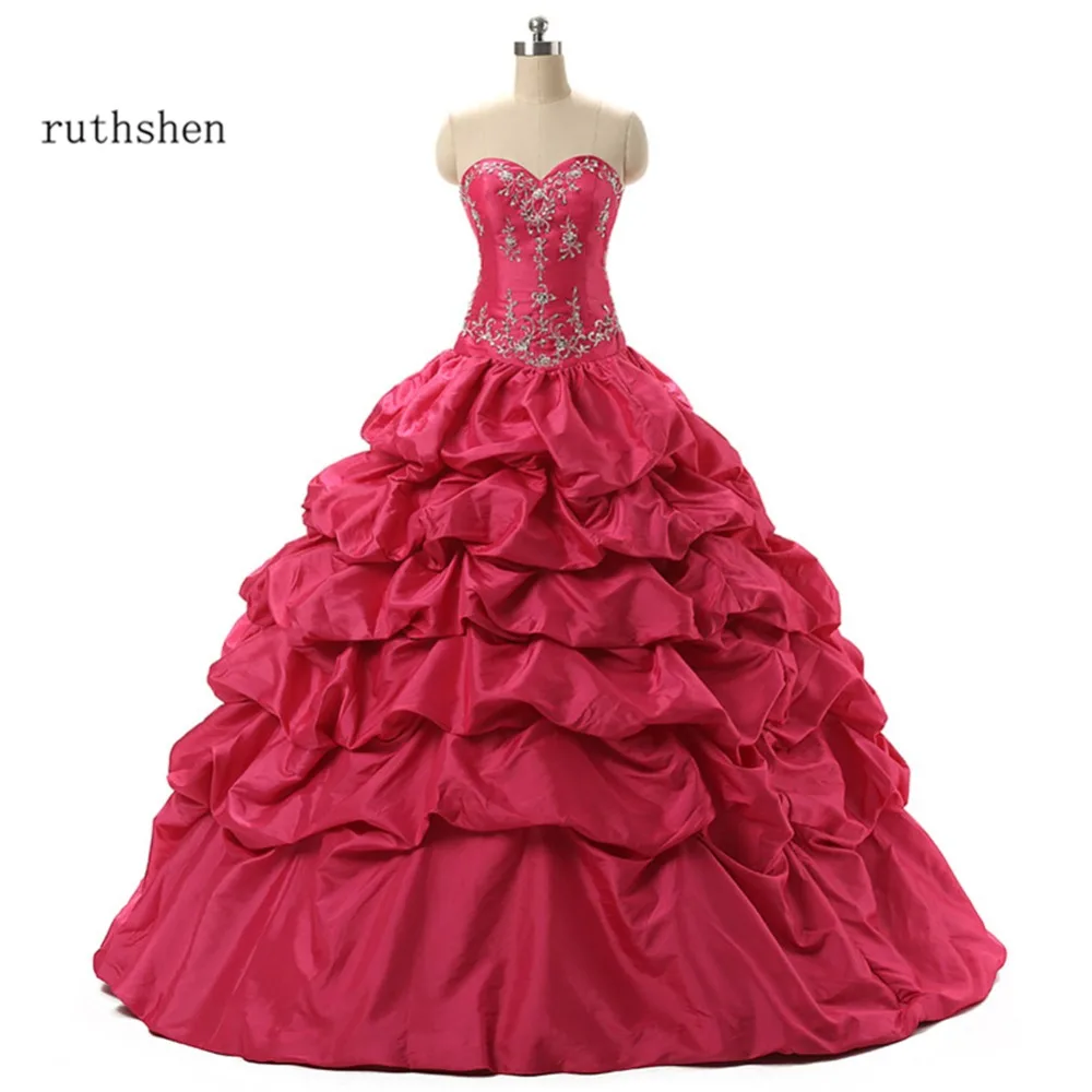Ruthshen/ярко розовые платья для девочек 16 лет Маскарадные Бальные с вышивкой и