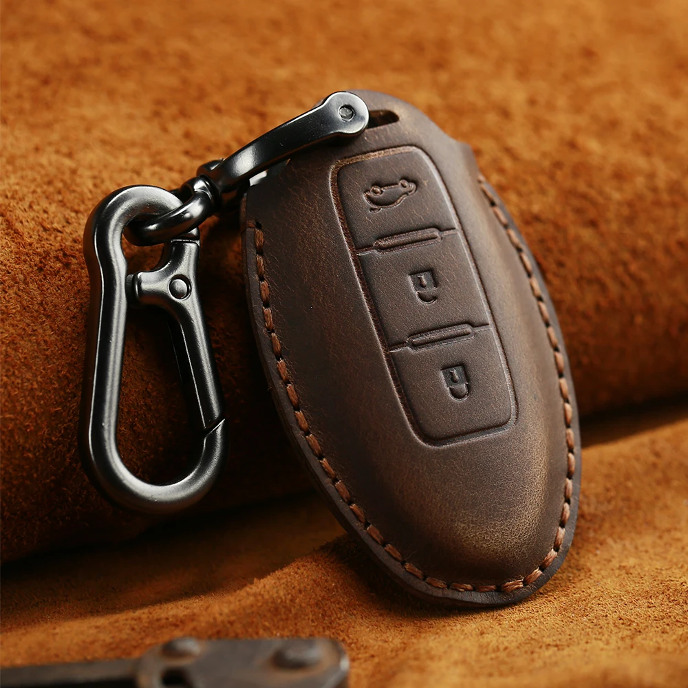 Кожаный чехол для ключей Dandkey Nissan Qashqai Pathfinder Versa Tidda Murano Rogue X Trail Smart Car Remote Key