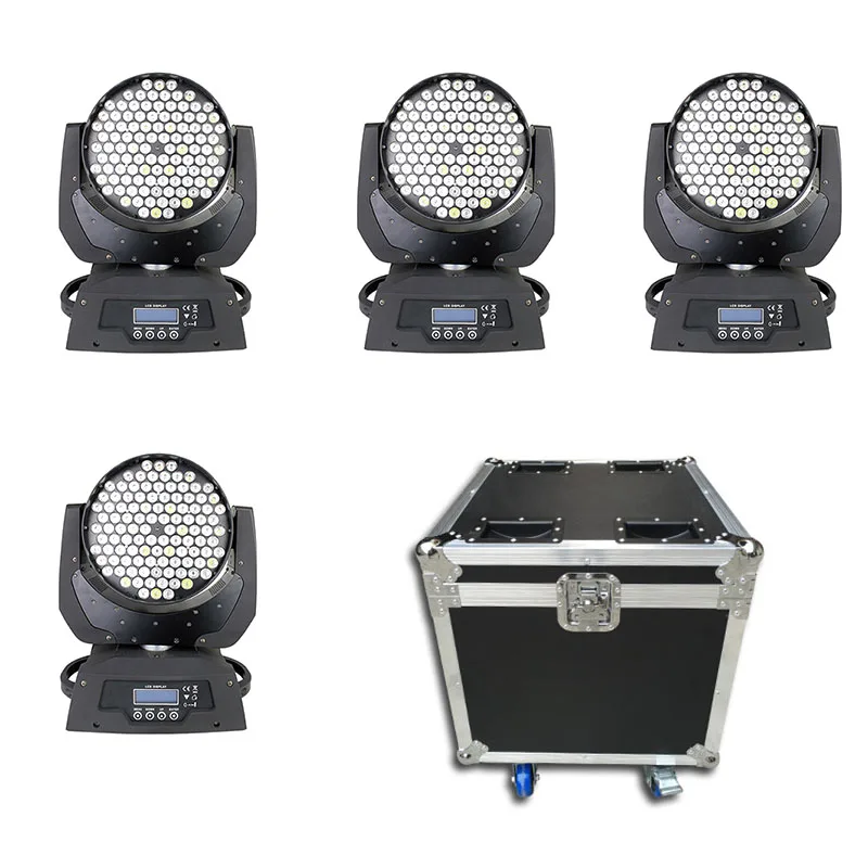 4 шт./лот Flightcase в упаковке 108 шт. 3 Вт RGBW Wash Высокая мощность DMX 512 движущаяся головка