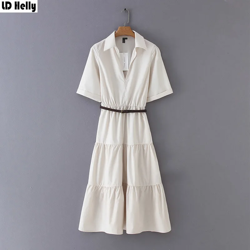 LD Helly 2019 женское уличное летнее платье средней длины с эластичной резинкой на
