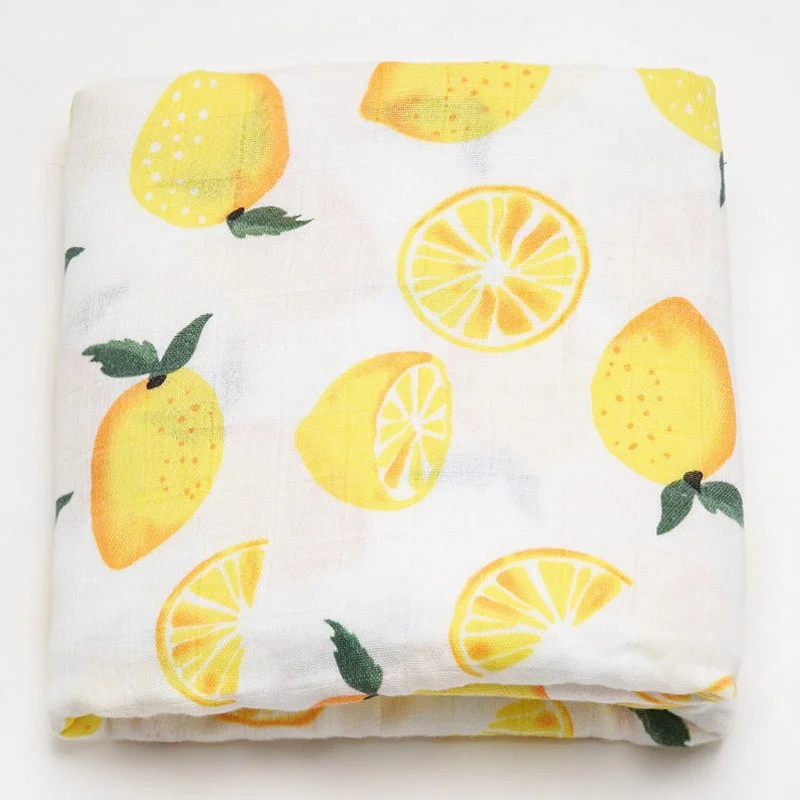 lemon Muslinlife Новое поступление, детское одеяло из бамбукового хлопка, мягкое детское одеяло 120*120 см для новорожденных - Цвет: lemon