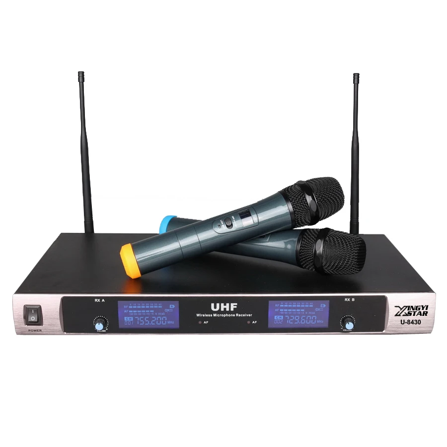 Профессиональный UHF беспроводной микрофон Система двойной ручной караоке микрофон DJ KTV 2 канала беспроводной микрофон с приемником