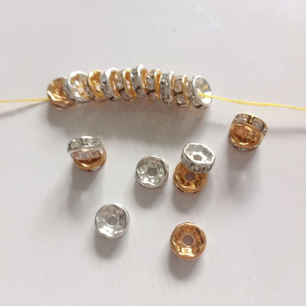 Wholesale 500pcs 6mm/8mm/10mm Rhinestone Spacer Beads Fit Women DIY Jewelry Making Bracelet Necklace Earrings Beaded Material | Украшения и