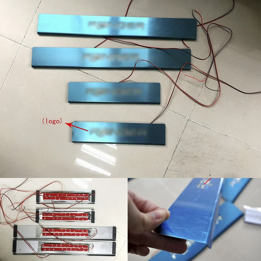 Дверная Накладка на порог приветствуется светодиодная педаль из нержавеющей