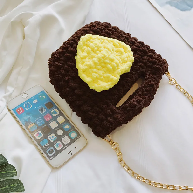 2019 new rope braided handbag luxury brand love lady shoulder bag cute mini change clutch metal chain | Багаж и сумки