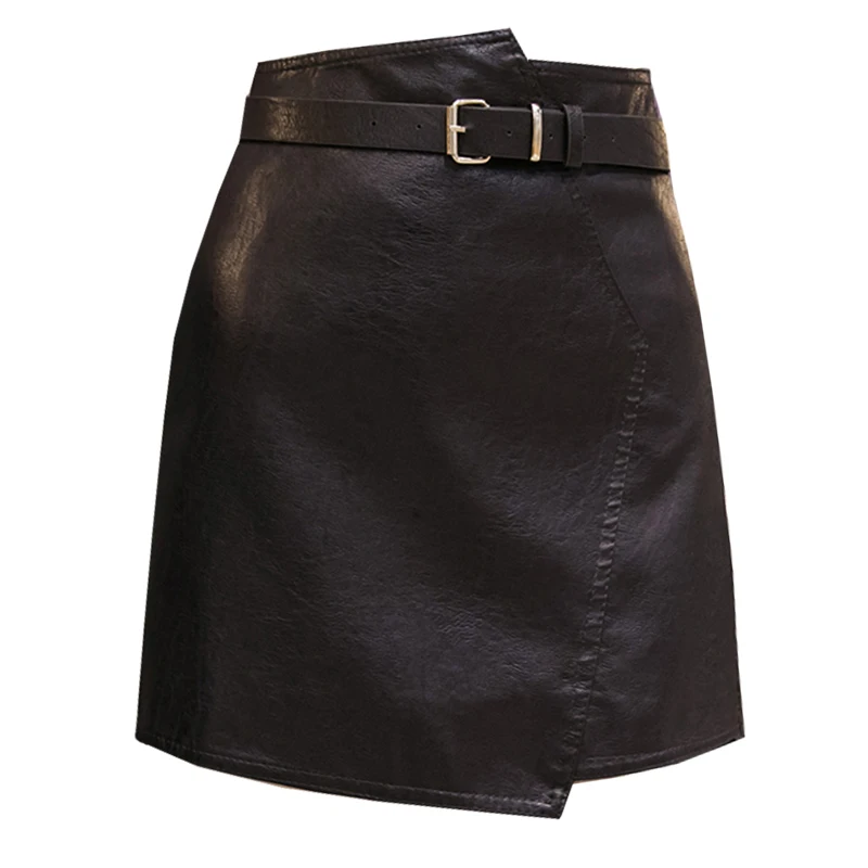 Женская трапециевидная кожаная юбка новинка 2020 осенне зимние Асимметричные