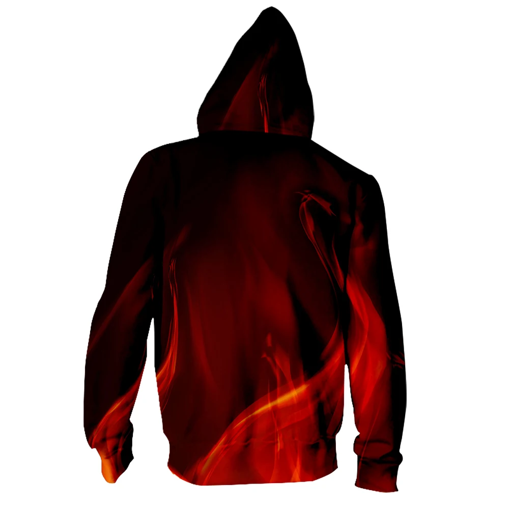 WAMNI 3D Print Fire Zipper Hoodie Harajuku High Street Kpop Man Hoodies Sweatshirts 3d Oversize Hip Hop | Мужская одежда