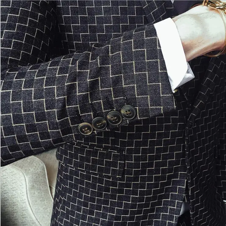 

3 Pieces Blazers Suit Men Korean Style M-2XL Blue/Grey Groom Wedding Dress Suit Costume Homme Ternos Slim Fit