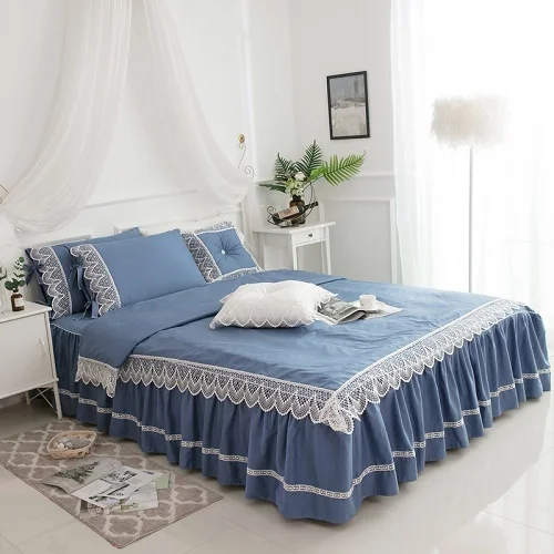 bedding set 5 Роскошное кружевное покрывало Duver с рюшами, постельное белье белого и розового цвета, Комплект постельного белья из хлопка, 4/7 шт., Комплект постельного белья King, queen, двойной размер, Комплект постельного белья, наволочки - Цвет: bedding set 5