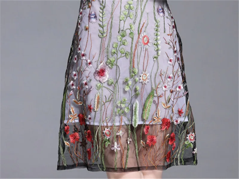 Vestidos dress 2017 весной и летом новый изысканный вышитые высокое качество сетки мода