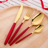 4 40pcs buyer star stainless steel flatware set 304 1810 gold cutlery kitchen metal dinnerware service for 4 drop shipping