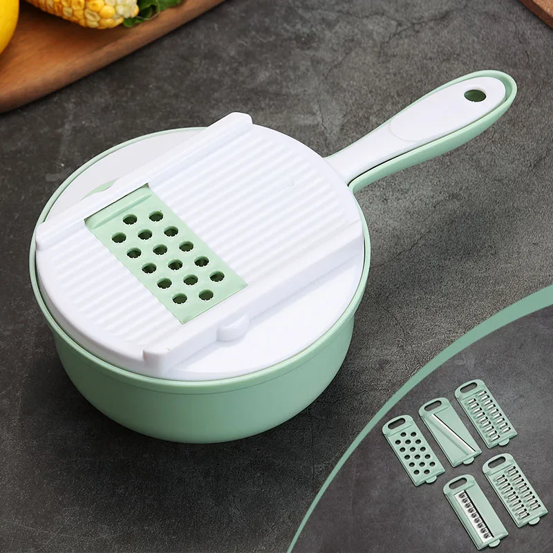 Green VandHome мандолина овощерезка многофункциональный овощерезка с дренажной корзиной картофель морковь Терка кухонные аксессуары - Цвет: Green