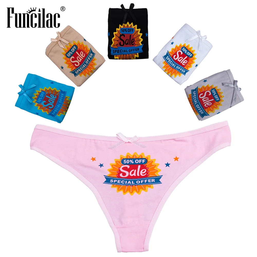 FUNCILAC женское нижнее белье трусики с буквенным принтом сексуальные кружевные
