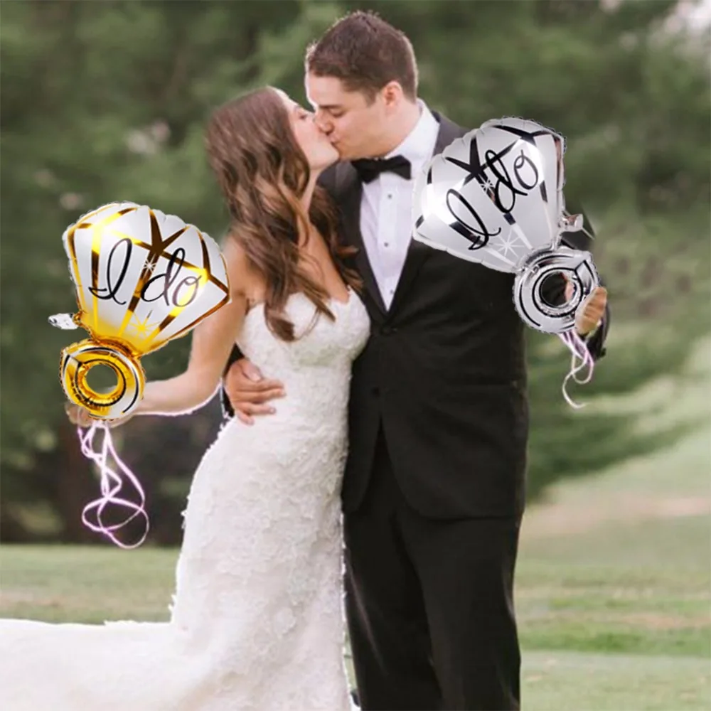 FENGRISE Золотое кольцо с бриллиантом Фольга Воздушный шар розовое золото невесты