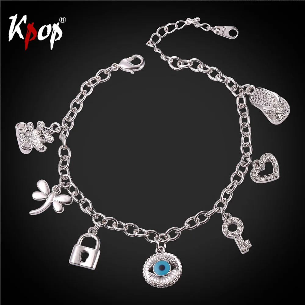 Kpop Золотой/Серебряный цвет глаз зла милый браслет замок для ключей Медведь