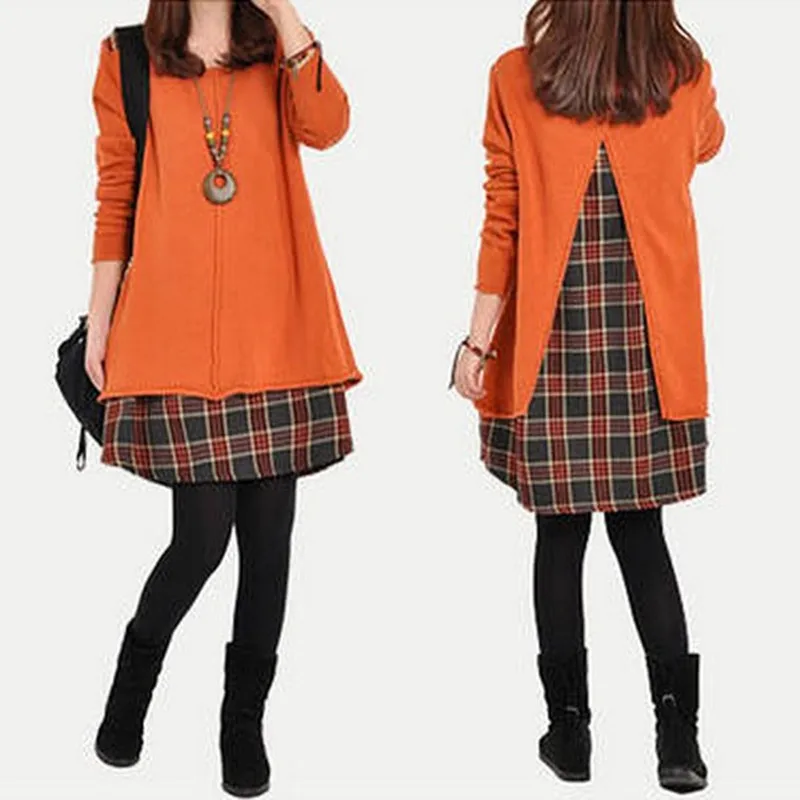 2021 осень зима для женщин в клетку со вставками короткое платье свободного кроя с