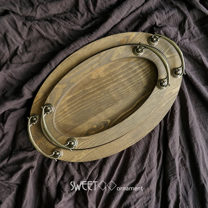 Поднос деревянный ручной работы в японском стиле эллипс поддон для украшения