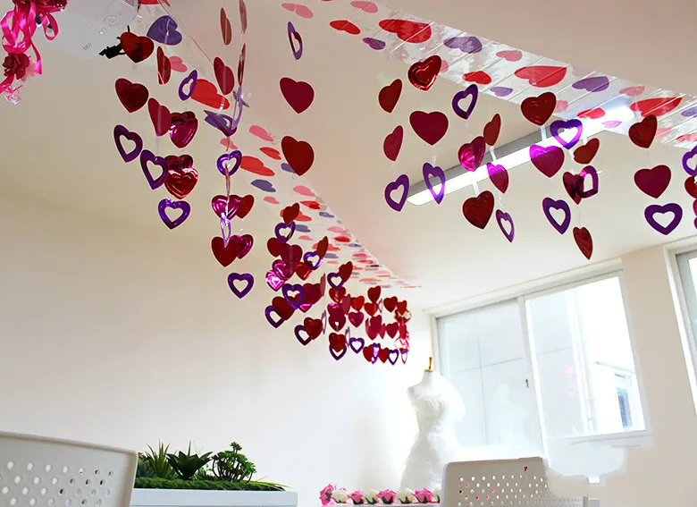 3 м Длинная гирлянда с блестками сердце потолочная День Святого Валентина