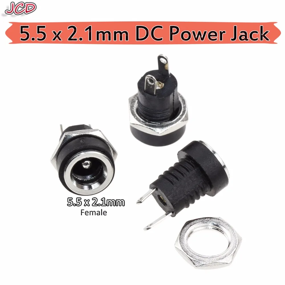 JCD Новый DC 5 5*2 1 мм/5 мм разъем 5A 30 В Блок питания Женский Панель Крепление Разъем 2