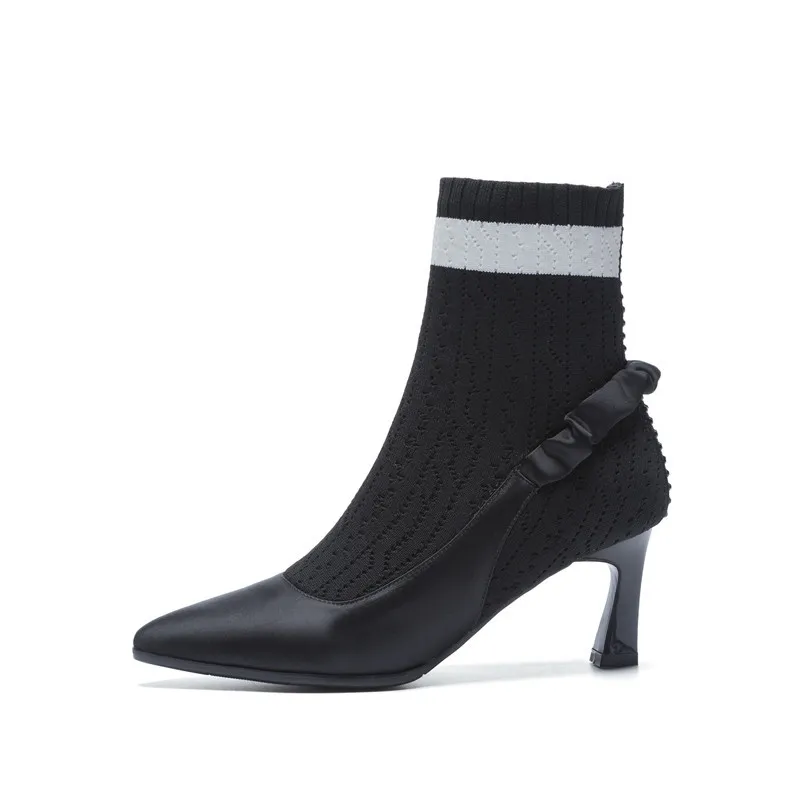 Smirnova/Новое поступление носки черные женские ботильоны с острым носком на