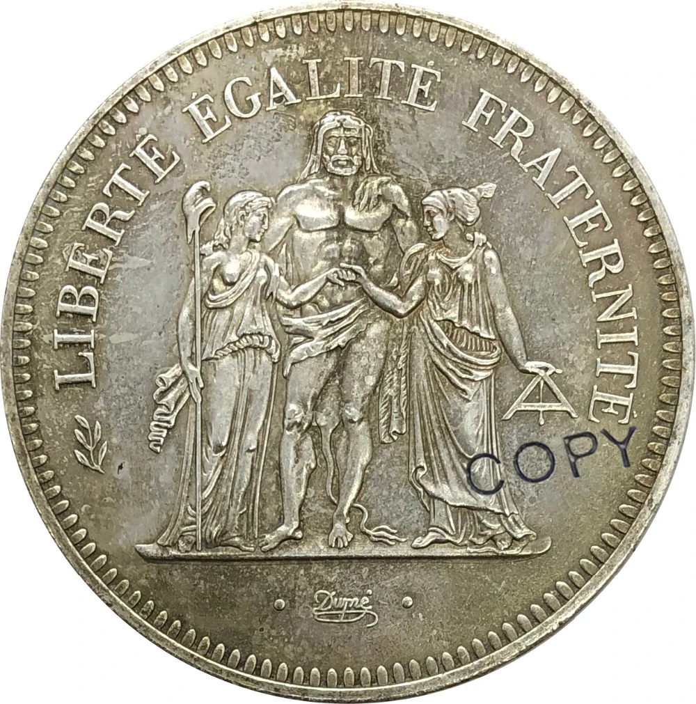 

Aliexpress Франция 1975 50 франков с надписью по краям Мельхиор покрытая серебром копия монеты