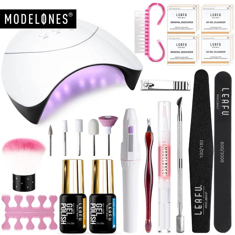 Without Nail Gel Modelones 36 Вт Led лампа для ногтей, инструменты для ногтей комплект электродрель гвоздь наборы для маникюра любые 6/8/10/12 Цветов! полупостоянная гель для полировки - Цвет: Without Nail Gel