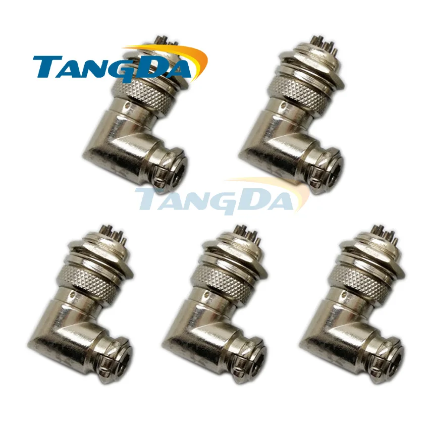 

Tangda 5pcs Aviation Plug Male+Female 90 degree Connector 16mm 6Pin 6P GX16 elbow 16mm M16 6 core right angle