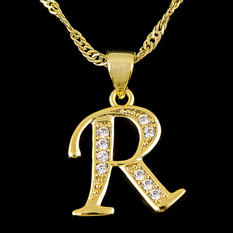 Ethlyn маленькое ожерелье с буквами подарок золотой цвет драгоценным камнем кулон