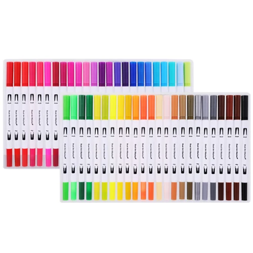 48colors 100 цветов, двойная Акварельная кисть, художественные маркеры с 2 мм кончиком кисти и 0,4 мм тонким кончиком для взрослого цвета - Цвет: 48colors