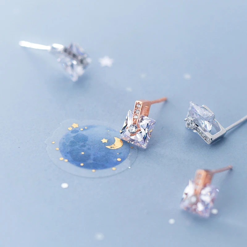 Серебро 925 пробы простые геометрические Мода Rosegold Стад Серьги модные для Для женщин украшений для девочек подарок на день рождения