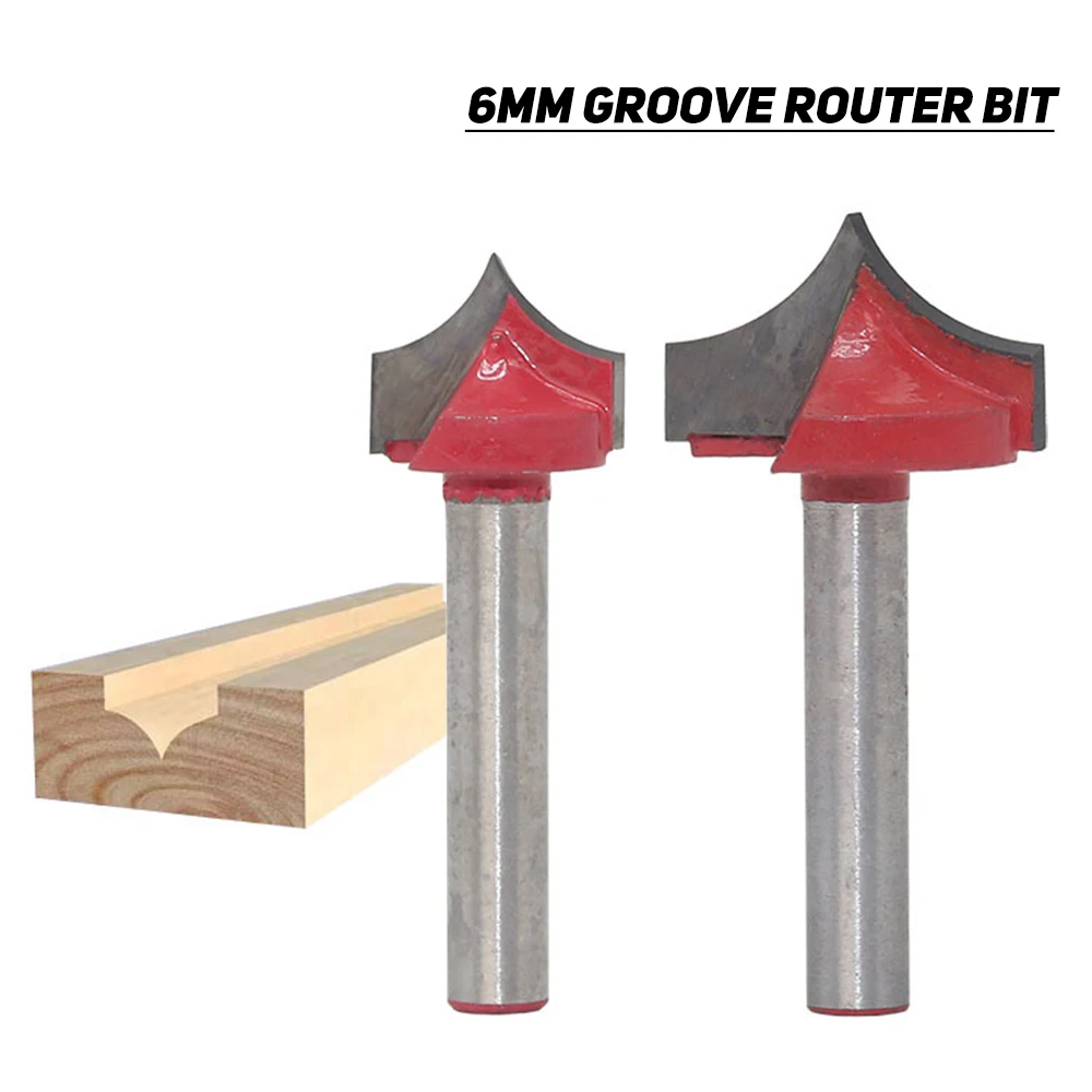 VGroove Milling Cutter Tool Router Bit 6Handle Double-edged Cutting Design CNC Engraving End Woodwork Round Shank Tip Mouth Mill |