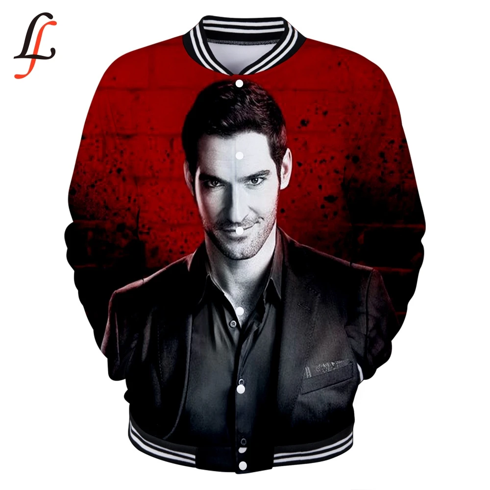 Женская/мужская бейсбольная куртка с 3D принтом Lucifer Повседневная Уличная длинным