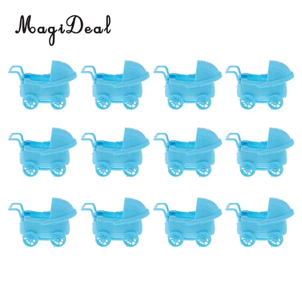 MagiDeal 12 шт./компл. Пластик детскую коляску Baby Shower вечерние пользу украшения стола розового и голубого цвета