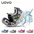 Сандалии UOVO пляжные с закрытым носком для мальчиков, дизайнерские босоножки для начинающих ходить детей 4 - 15 лет, летние