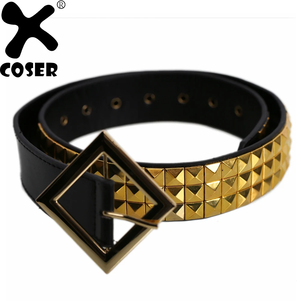 XCOSER пояс отряда самоубийц из кожи с золотой пирамидой ремень шипами аксессуары
