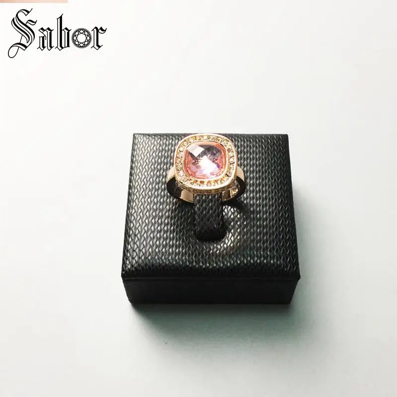 Кольцо из розового чистого золота с розовым цирконием Модные женские ювелирные