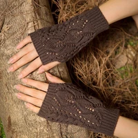 women gloves stylish hand warmer winter gloves women arm crochet knitting faux wool mitten warm fingerless gloves