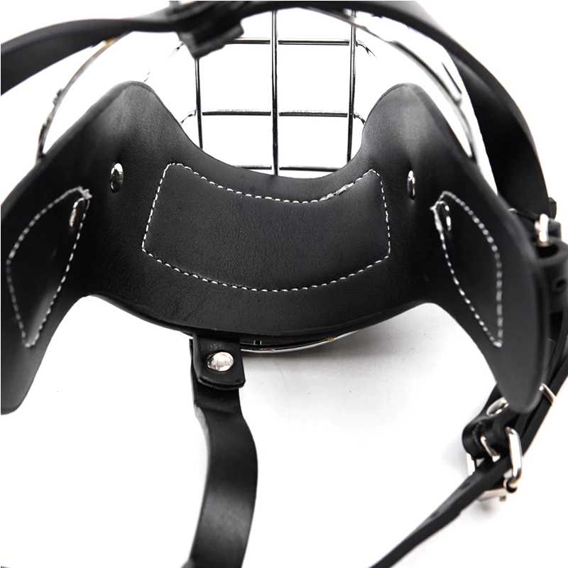 Черная маска для больших собак металлическая корзина из проволоки кожаные маски